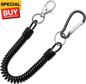 Spiral Fishing Lanyard, Retractable Safety Coiled Cord Lanyard with Lobster Clas - Picture 1 of 8