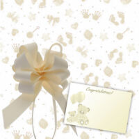 Details about  / 3m x Baby Boy Cellophane Gift Wrap Baby Shower FREE White Pull Bow Ribbon /& Card