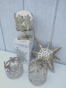 Bulk Lot Bath & Body Works Candle Holder Silver Tea Light Star Yankee Pine 22 oz - Picture 1 of 12