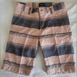 Children's Place Boys Pink & Navy Striped Chino Shorts Adjustable Waist Size 8 - Picture 1 of 4