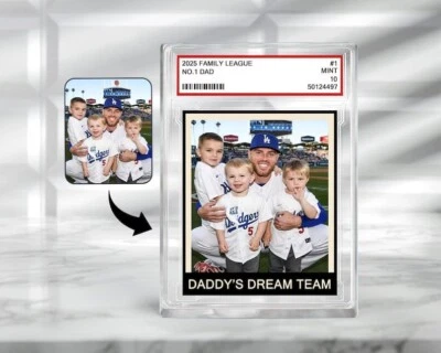 Custom Family Photo Acrylic Block – Trading Card Style Father's Day Gift for Dad - Image 1 of 4