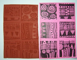 6 Bold Graphic Unmounted Rubber Stamps 2" Designs for Paper Craft, Fabric & Clay - Picture 1 of 1