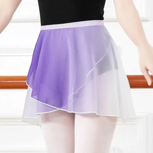 Lady Girl Mini Chiffon Dance Skirt Tulle Dancing Gradient Ballet Training Latin - Picture 1 of 20