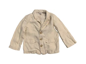 Janie And Jack Special Occasion Boys 100% Linen Blazer Size 2t-3t Khaki - Picture 1 of 3