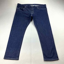 Uniqlo Selvedge Jeans Mens 46x32 Blue Denim Slim Straight Fit Raw Indigo Kaihara