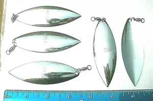 5ct Nickel #7 WILLOWLEAF Spinner Blades + BALL BEARING SWIVELS Spinnerbait Blade - Picture 1 of 1