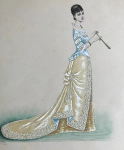 Ernest LEDUC - Peinture originale - Gouache - Elégante 13 - Picture 1 of 3