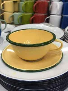 Enamelware Cup Coffee Tea Mug Camping Enamel Restaurant Coffee Shop Yellow Color - Picture 1 of 12