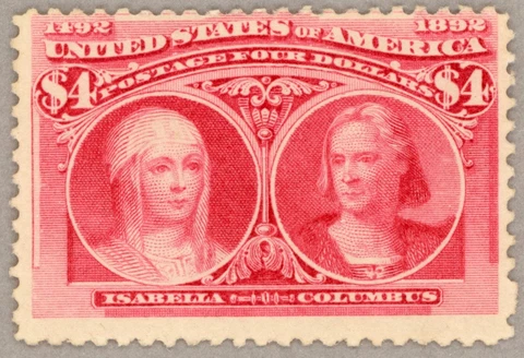 US Scott#244 Unused 1893 $4 Columbian, glowing crimson lake color, no faults Cover
