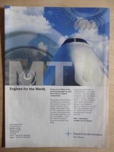 5/1999 PUB MTU DAIMLER CHRYSLER AEROSPACE ENGINE MOTOREN TURBINEN ORIGINAL AD - Bild 1 von 1