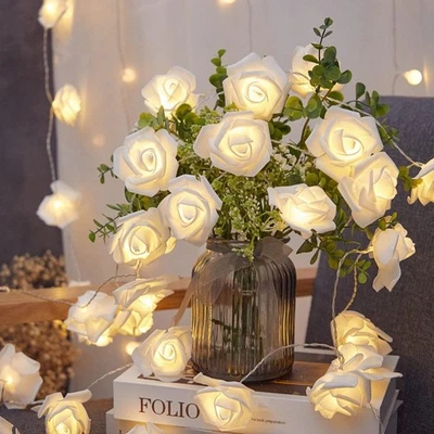 10-80 Led Rose Flower Fairy String Lights Battery Powered Garland Party Decor - Image 1 of 4