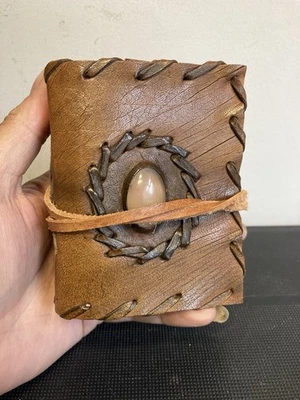 Vintage Leather Bound Diary Travel Notebook Plain Writing Journal Handmade Spell - Image 1 of 4