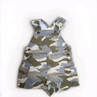 Oshkosh Genuine Baby Shortalls 3 Months Camouflage Overall Shorts 100% Cotton   - Image 1 of 4