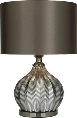 Polyester Table Lamp with Drum Shade, 17" X 14" X 20", Black - Image 1 of 4