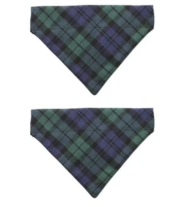 2 Pack Blue and Green Plaid Dog Bandanas Over Collar Blackwatch for Medium Dogs - Picture 1 of 3