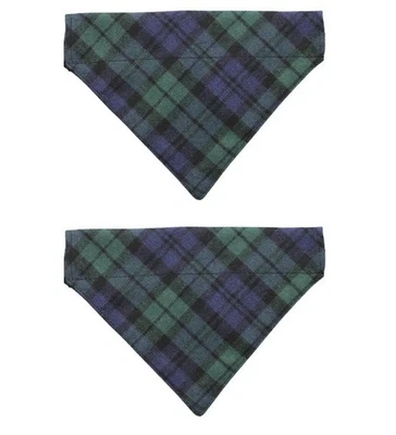 2 Pack Blue and Green Plaid Dog Bandanas Over Collar Blackwatch for Medium Dogs - Image 1 of 3