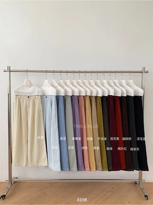 Корейский вельвет широкие ноги повседневные брюки женщин осень/зима 2025 высокая талия брюки - Изображение 1 из 4