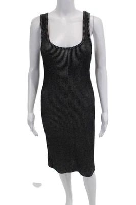 Espléndido Vestido Informal Para Mujer Sin Mangas Cuello Redondo Texturizado Acanalado Negro Talla S Foto 1 de 4