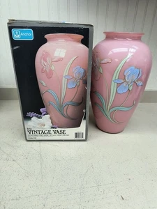 Vintage Anchor Hocking Pink Iris Vase-12" - Picture 1 of 7