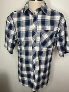 Camicia Cabela's uomo abbottonata L cotone blu bianco quadri manica corta cotone - Foto 1 di 6