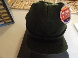 BASEBALL STYLE CAP HAT BRAND NEW BEANIE SKULL CAP TOBOGGIN WITH VISOR GREEN - Picture 1 of 1