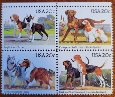Scott # 2098-2101 - Dogs - MNH - 1984 - Block of 4 - Image 1 of 2