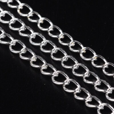 QWYRKY CRAFTS Silver Plated Chain Twisted Curb 6mm x 4mm Links 5 Metres