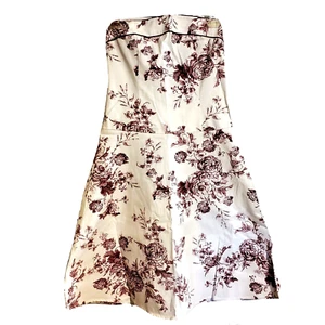 Teeze Me Dress Womens Juniors Strapless Size 5 Brick Red White Floral A-line New - Picture 1 of 4