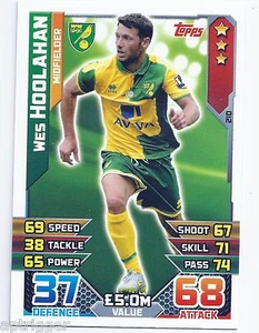 2015 / 2016 EPL Match Attax Base Card (210) Wes HOOLAHAN Norwich City - Picture 1 of 1