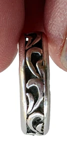 Sterling Silver Scroll Black Accented Band Ring 925 Sz: 6.5  Goth Ren Faire Art - Picture 1 of 5