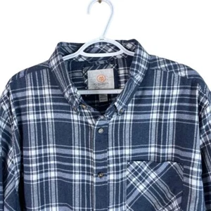 Cloudveil Flannel Shirt Mens 2XL Blue Plaid L/S Cotton Blend Stretch Button Down - Picture 1 of 5