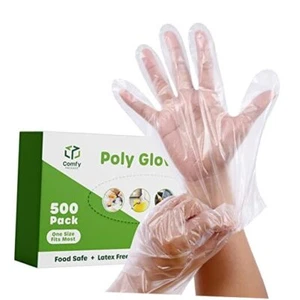Disposable Poly Plastic Gloves for Cooking, Food Prep & Food Service, 500 - Picture 1 of 6