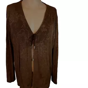 Chico's Travelers Slinky Jacke Größe 3 Large/XL dunkelbraun vorne zum Binden - Bild 1 von 9
