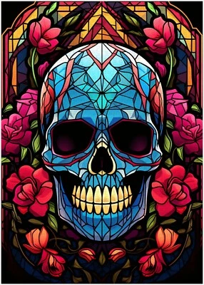 ART OF SOCKS Buntglas Blumen Totenkopf Puzzle 300/500/1000 Teile