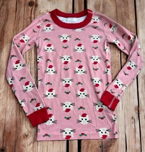 Top de pijama Hanna Andersson Christmas Kitty talla 130 EE. UU. 8 ropa de dormir de algodón orgánico - Imagen 1 de 5