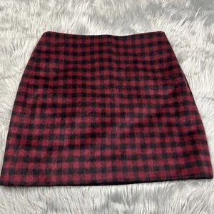 Madewell Womens Buffalo Check Upstate Wool Blend Red Black Skirt Size 0 - Picture 1 of 5