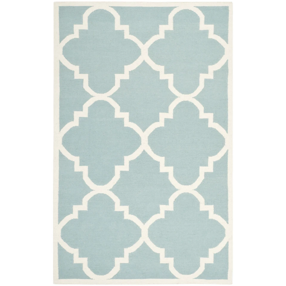 SAFAVIEH Dhurries DHU633C Light Blue / Ivory Rug - Image 1 of 4