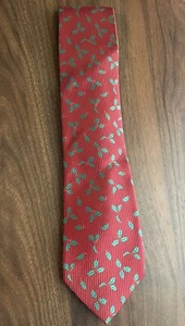NWT John Ashford Christmas Holiday Men’s Novelty Woven Cranberry Tie 100% Silk - Picture 1 of 4