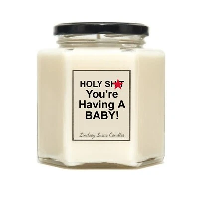 Funny Scented Candle Holy Sh*t You're Having A Baby - New Mum Gift - Image 1 of 4