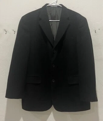 Men's Oscar De La Renta Cashmere Wool Blend 3-Button Blazer Size 44R Black Lined - Image 1 of 4