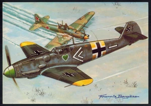 1940-Carte Postale Aviation-Messerschmitt Bf 109-F.Bergèse-en Vol-Ouest france - Foto 1 di 2