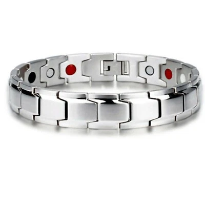 Pulsera Hombre Mujer Terapéutica Energía Sanación Magnética Terapia, Plateada Foto 1 de 4