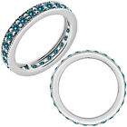 1 Ct Blue Enhanced Diamond Wedding Beaded Eternity Bridal Band Ring 14K W Gold
