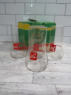 Vintage 7UP The Uncola Upside Down Glasses 4pc Set In Original Box ~ 1980’s - Image 1 of 4