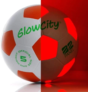 Glow in the Dark Soccer Ball | Light up Indoor/Outdoor Soccer Ball with 2 LED Li - Picture 1 of 12