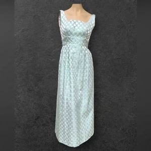 Abito a pois blu metallizzato fatto a mano vintage anni 50-60 - Foto 1 di 15