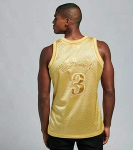 Mitchell & Ness 76ers 2000-01 IVERSON KING MIDAS Golden SPARKLY SWINGMAN Jersey - Picture 1 of 15