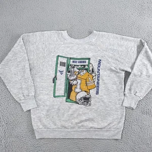 Vintage West Virginia Mountaineers Sweatshirt Mens Small Gray Crewneck 80s Spots - Picture 1 of 24
