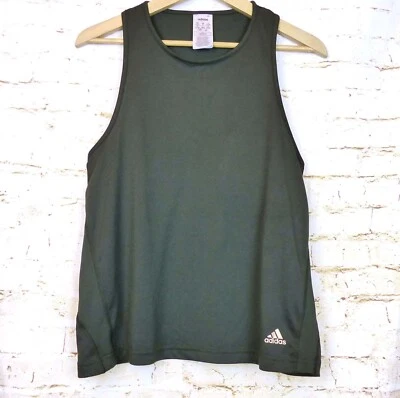 Camiseta sin mangas Adidas para mujer S verde oliva espalda corredora espalda lateral malla cuello redondo Foto 1 de 4