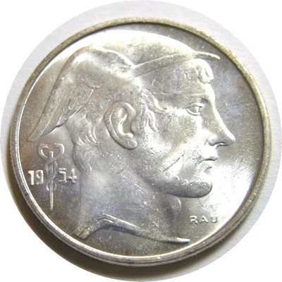 elf Belgium 20 Francs 1954 French  Silver  5/5 - Image 1 of 2